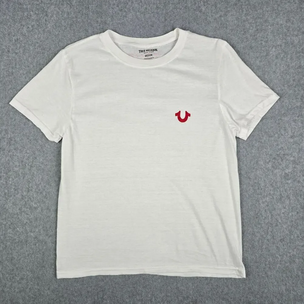 True Religion Medium White Short Sleeve Logo T Shirt